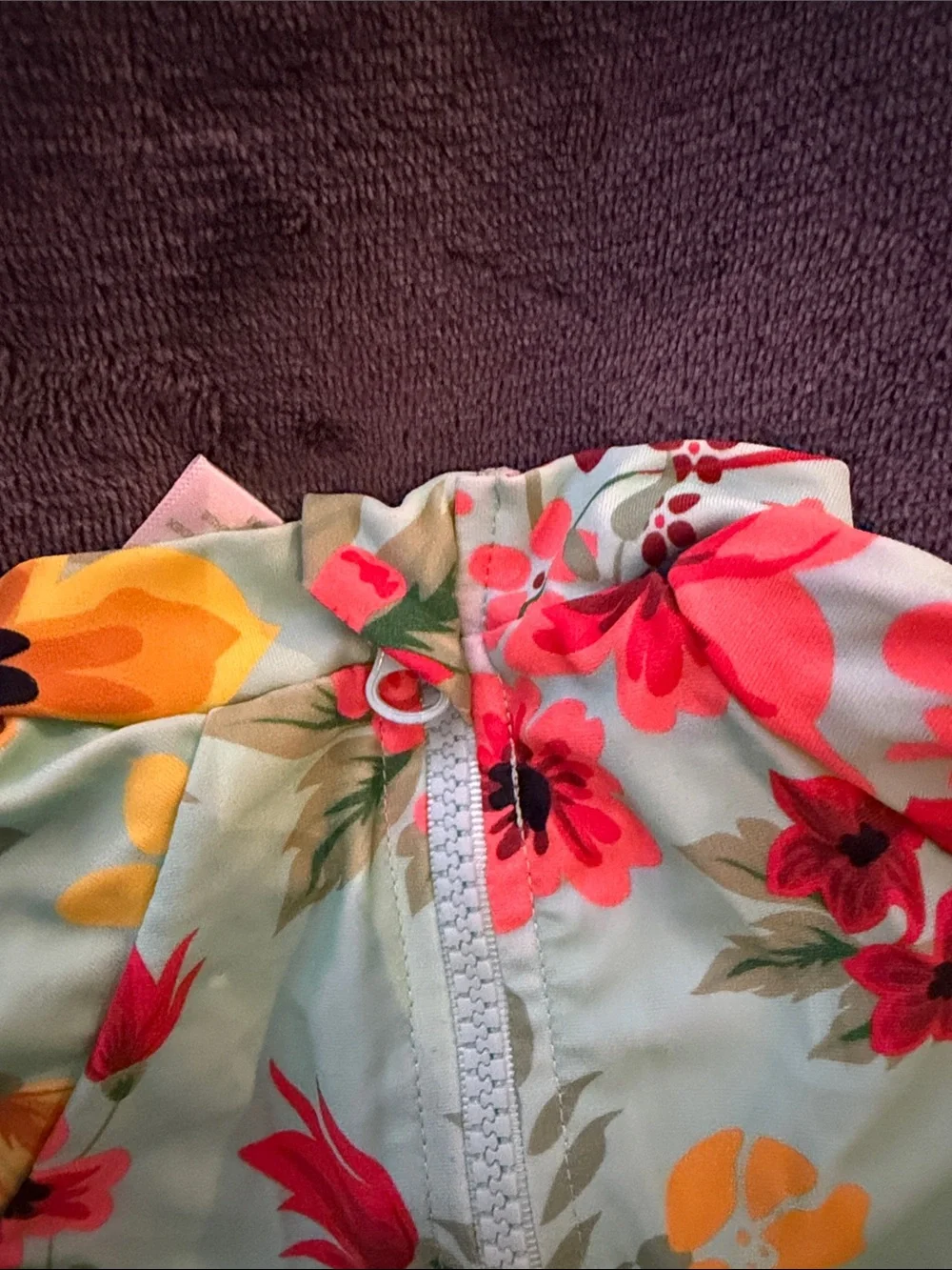 Girls' Floral Long-Sleeve One-Piece Swimsuit in Mint with Pink & Yellow Flowers